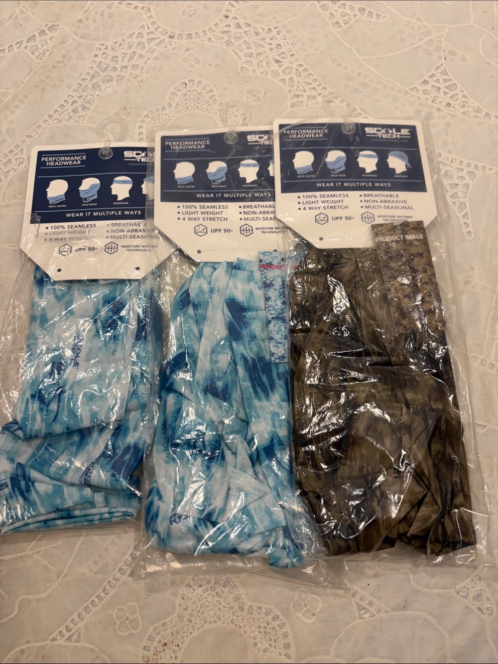 Performance Headwear - Blue Tie-Dye & Olive Neck Gaiters (Set)